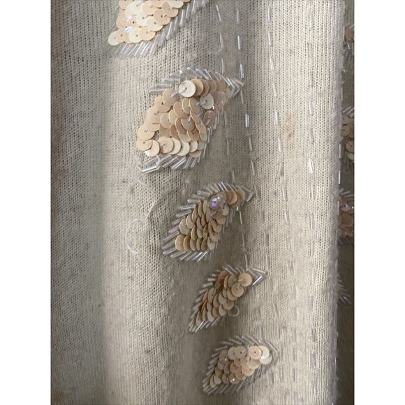 VTG Regency Collection for Joyce Large Ivory Gold Sequined Embellished Sweater - Picture 3 of 12
